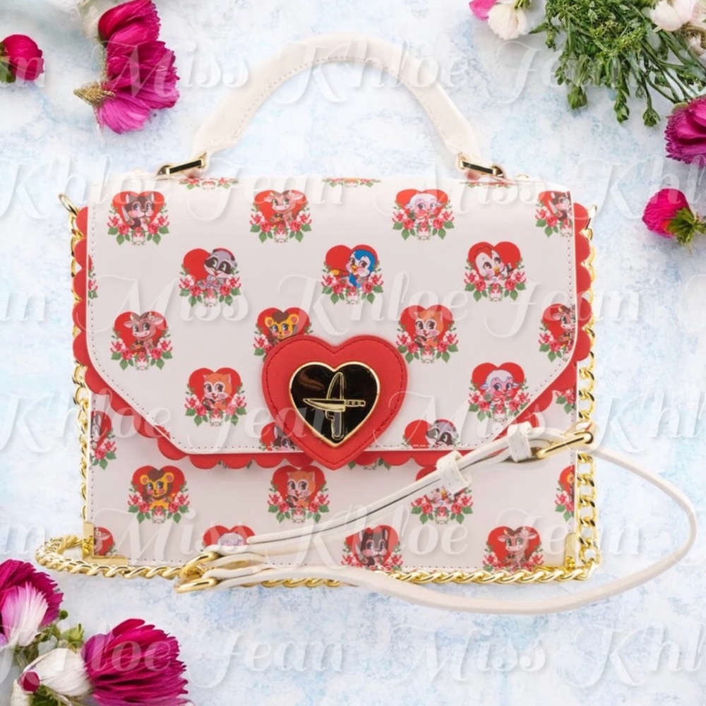 - Loungefly Funko Villainous Valentines Crossbody Bag w/Heart & Knife Closure